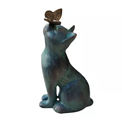 Cat Butterfly Curiosity Garden Statue Gnome Animal Figure Sculpture Ornament • $18.49