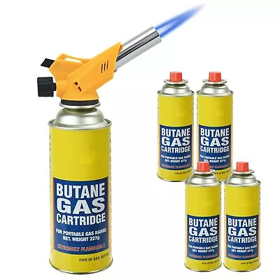 Refillable Butane Gas Blow Torch Micro Welding Brazing Burner + 4 GAS CANISTERS • £13.99