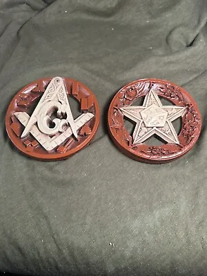 Pair Of Masonic Round Ceramic Style Plaques/Ornaments • $32.50