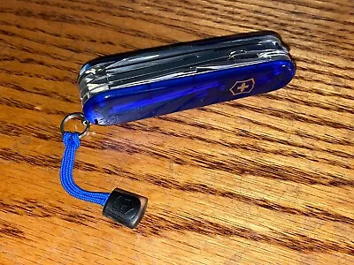 New Victorinox Swiss Army 91mm Knife  DELUXE TINKER PEN Translucent Blue 1.4723 • $69