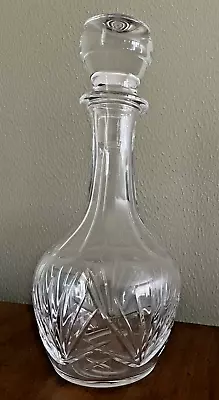 Vintage 1970's Clear Cut Glass Wine/Liquor Decanter With Stopper - 10-3/4 Inch • $8.98