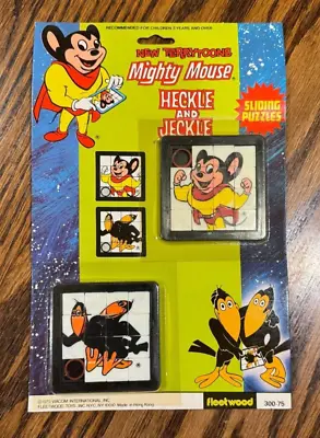 Vintage 1979 Mighty Mouse And Heckle And Jeckle Sliding Puzzles Terrytoons MOC • $24.99