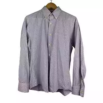 J. Crew Tailored Fit Washed Casual Men's S White Purple Stripe Button Up Shirt • $14