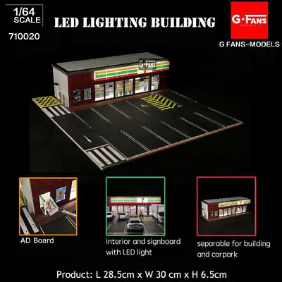 1/64 Diorama Car Garage Model LED Lighting City Backdrop Display Scene Model Toy • $73.36