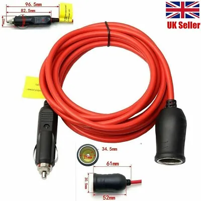 12V 24V Car Cigarette 3.6M Extension Cable Lighter Lead Charger Power Socket UK • £14.90