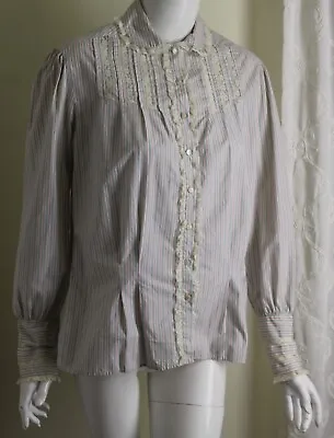 Vintage Ralph Lauren Sz 10 M L Lace Edwardian Cotton Blouse Shirt Top • £171.67