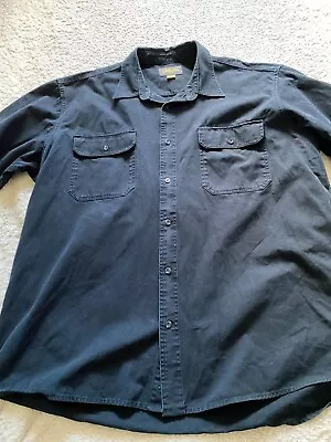 Cabela's Men Short Sleeve Denim Button-Up Shirt Black Size 2XL Tall Cotton • $25.19