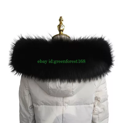 100% Real Fur Scarf Real Raccoon Fur Collar /wrap /scarf Hood Trim Jacket Collar • $35.99