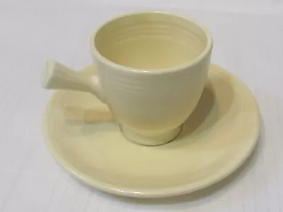 Vintage Pottery Fiesta Demitasse Cup And Saucer In The Ivory Color • $125