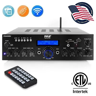 Pyle Bluetooth-Stereo-Amplifier-Receiver MP3/USB/SD/AUX/FM Radio AV Inputs • $72.99