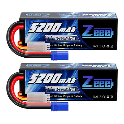 2x Zeee 3S LiPo Battery 5200mAh 11.1V 80C EC5 For RC Car Boat Truck Helicopter • $59.42