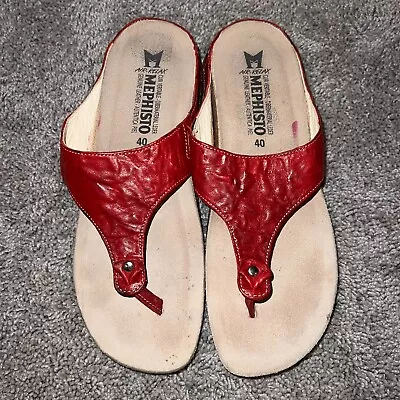 Women's Mephisto Agacia Red Patent Leather Thong Flip Flop Sandals EUR 40 US 9 • $34.99