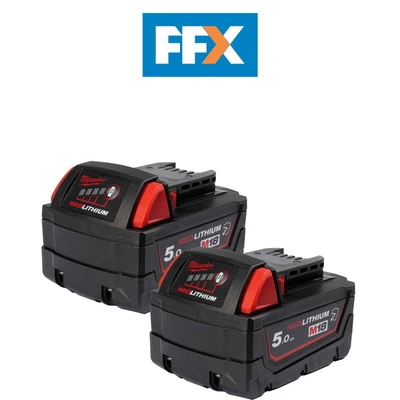 £119 • Buy Milwaukee M18B5X2 2pk M18 18v Red Lithium-Ion Battery 5.0ah Genuine UK Stock