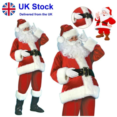 £17.09 • Buy Santa Claus Costume Suit Father Adult Cosplay Fancy Dress Xmas Outfit Set UK
