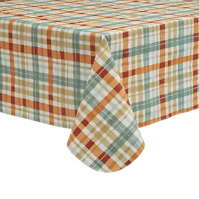 Way To Celebrate Fall Plaid Vinyl Tablecloth 70 Inch Round NEW • $10.80