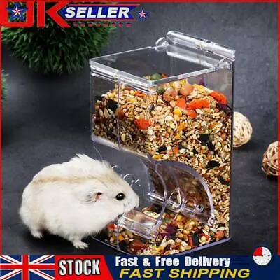 Hamster Rabbit Food Dispenser Feeder Automatic Pet Transparent Safe Food Bowl • £7.92