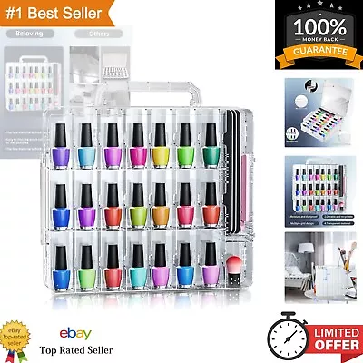 Nail Polish Holder - 48 Bottles Transparent Organizer With Adjustable Divider • $28.99