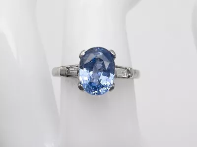 Vintage 4 59ct GIA Ceylon Blue Sapphire Diamond Platinum Ring • $1