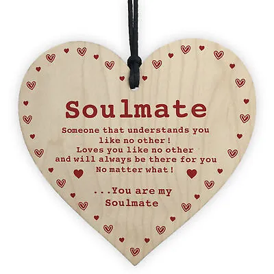 Soulmate Gift Wooden Heart Valentines Anniversary Gift For Him Her Women Men • £3.99
