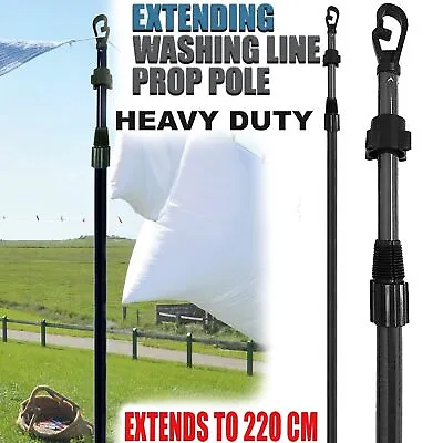Extendable Prop Line Heavy Duty Clothes Washing Pole Outdoor Support Dryover2.2M • £7.19