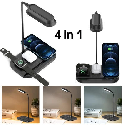$33.99 • Buy 4 In1 Qi Wireless Charger Charging Dock Stand For IPhone IWatch Airpods LED Lamp