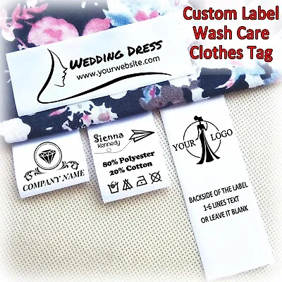 $12.99 • Buy Custom CLothes Tag Sew On Satin Ribbon Handmade DIY Brand LOGO Wash Care Labels