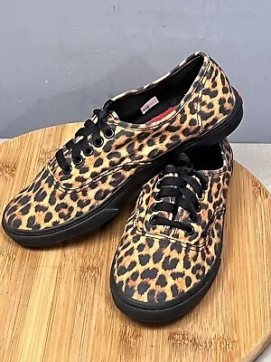 VANS Lo Pro Black/Brown Leopard Print Sneakers Women Size 6.5 Mens 5 Animal • $36.99