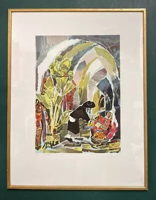 Large Original Mid Century Abstract Modernist Jewish Lithograph Print Signed • $1.23