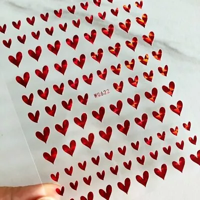 Nail Art Stickers Decals Transfers Valentines Day Red Love Hearts Heart (WG622R) • $3.60