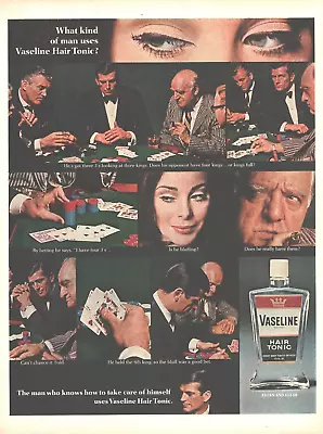 1966 Vaseline Hair Tonic Vintage Print Ad Card Game What Kind Of Man • $8.99