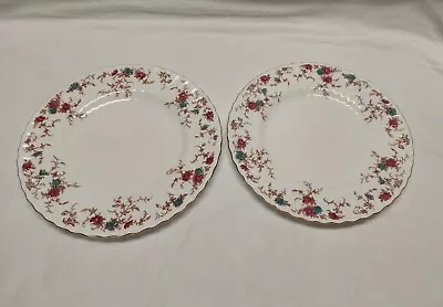 2 Minton Ancestral Bone China Dinner Plates Gold Trim • $24.99