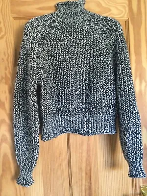 New With Tags H&m Thick Knit Black And White Polo Neck Jumper To Fit Size S • £8.50