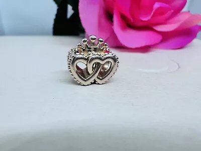 Pandora ROSE 14k Gold-Plated United Regal Hearts Charm #787670 Rare Together • $59