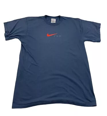 Vintage 1990s Large Nike Running T Shirt Grey Tag Made In USA Swoosh FLAWS • $14.89