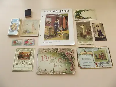 Group Lot-19 Vintage Religious Items-Miniature Bible-Verse Cards-Booklets-Church • $44.99