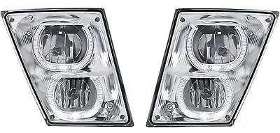 Volvo Vn Vnl 630 670 730 780 Fog Lights W/ LED Halo Bars (PAIR) 2003+ P#32648+9 • $208.49