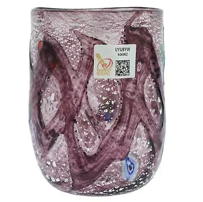 GlassOfVenice Purple Swirls Murano Glass Tumbler • $144.95