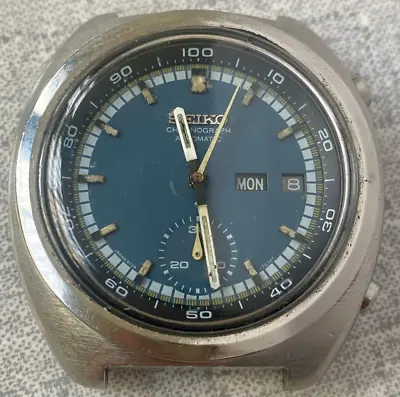 Vintage Seiko 6139-7002 Chronograph Automatic Watch Blue Dial Men 17 Jewels 1974 • $190