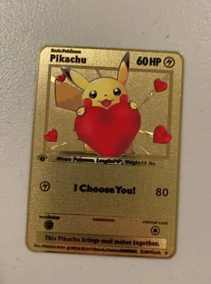 Pikachu I Choose You! Gold Metal Pokémon Card Collectible + Free Cards! • $9.99