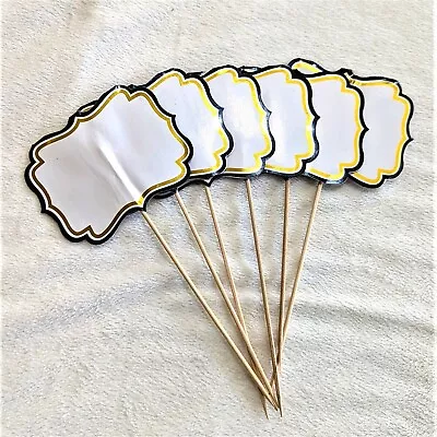 £4.80 • Buy Blank Place Cards Black White Party Food Birthday Buffet Picks Labels Sticks
