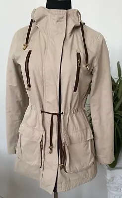 $149.99 • Buy Zara Basic Women’s Safari Boho Beige Brown Zip Hooded Jacket Size S EUC! $160