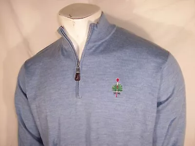 New Peter Millar Large Blue Merino Wool/Silk 1/4 Zip Sweater Merion Golf Club • $144.99