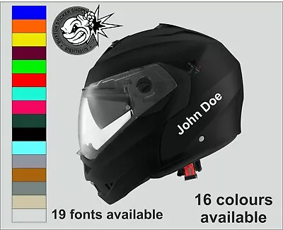 2 Personalised Name Stickers Motorbike Helmet Vinyl Decals Bike Crash Helmet  • £1.95