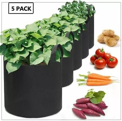 NEW 5 Pack Vegetable Grow Bags Plant Grow Bags Breathable Garden Growing Bag UK • £9.95