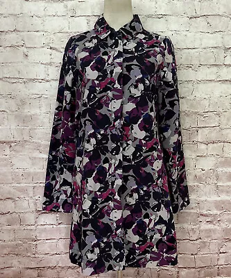 THAKOON Target Coat Womens XS Floral Camo Trench Purple Gray Canvas Mid Length • $30.80