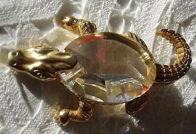 Vintage 1982 Swarovski Trimlite Gold Crystal Aligator Crocodile 2.5  Free Ship! • $34.99