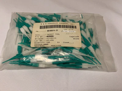 $75 • Buy 100 New Aiconics M81969/14-01 Insertion Extraction Tool Green White NOS