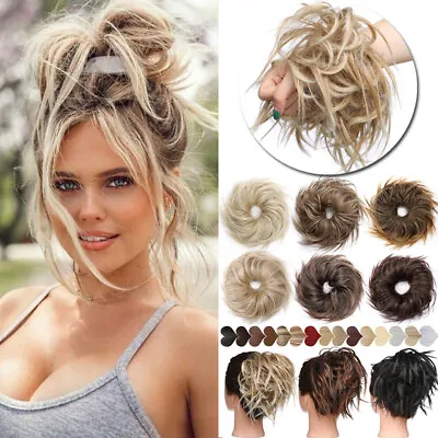 £9.52 • Buy Messy Bun Hair Piece Scrunchie Updo Cover Curly Hair Extensions Real As Human