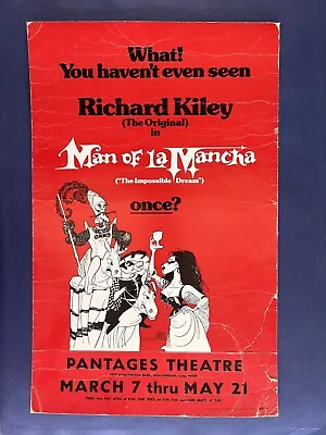 Man Of La Mancha PANTAGES Theater L.A. CA Broadway Window Card Poster 14  X 22  • $20