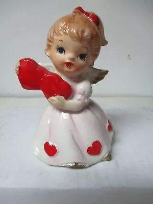 Vintage Lefton Ceramic Japan Angel -  Valentine's Day W Hearts • $25